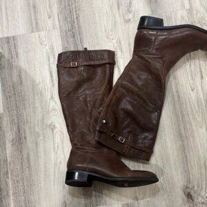 Franco Sarto Brown Leather Knee-High Boots  9.5